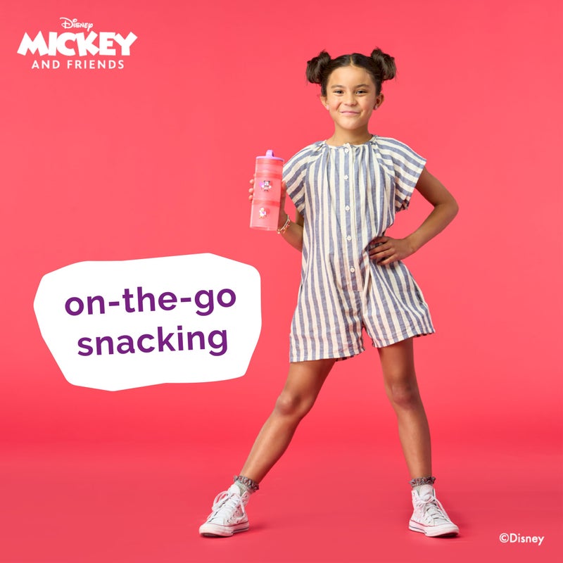 Whiskware Disney Stackable Snack Containers for Kids and Toddlers, 3 Stackable Snack Cups for School and Travel, Minnie and Daisy - Image 4